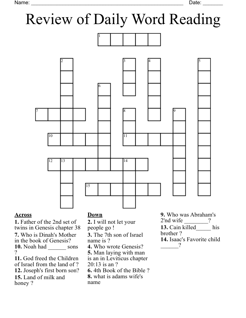 Review of Daily Word Reading Crossword