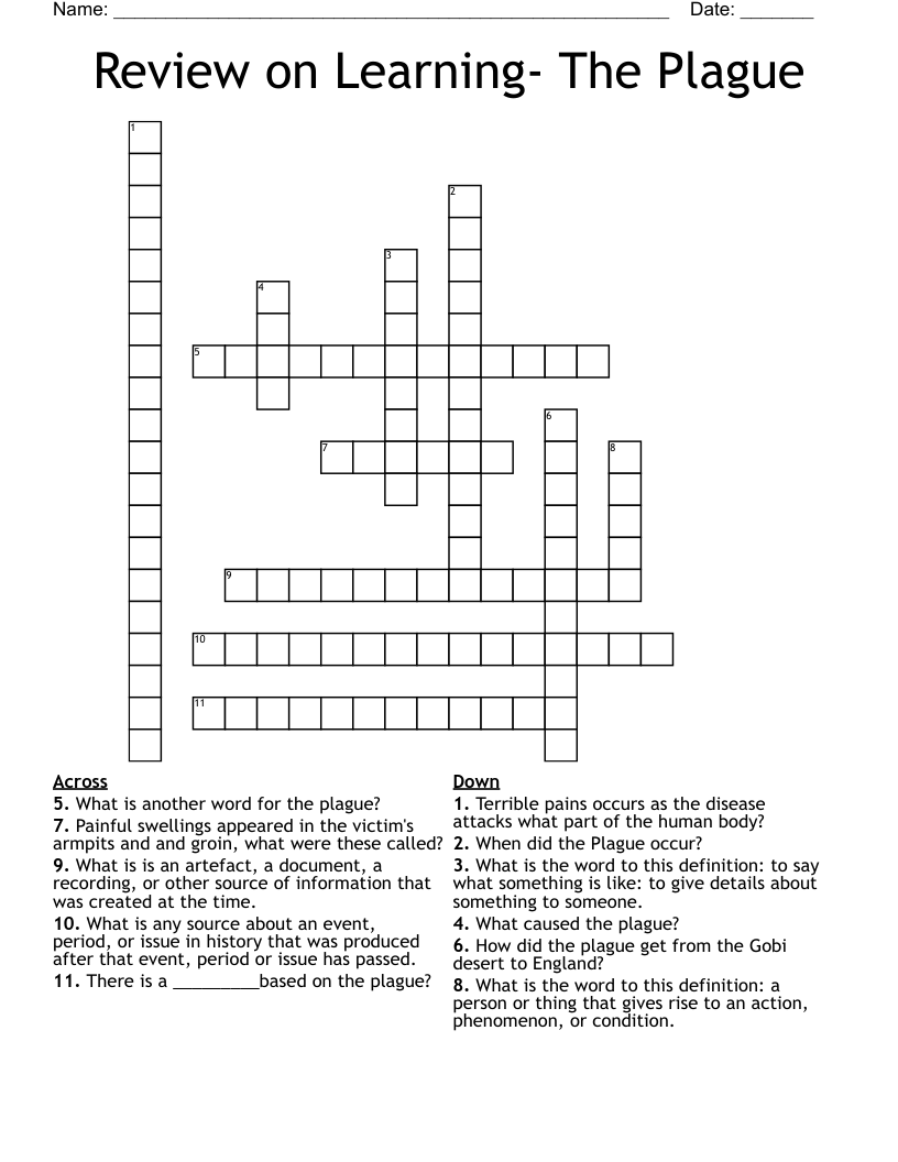 Review on Learning- The Plague Crossword