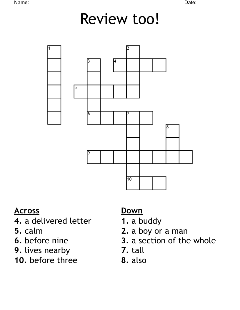 Review too! Crossword