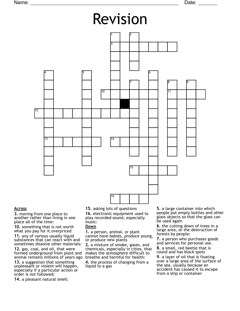 Revision Crossword