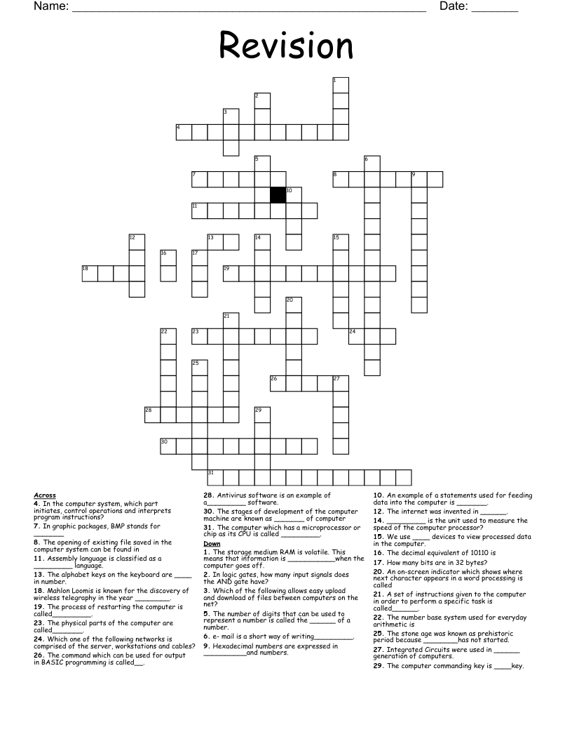 Revision Crossword