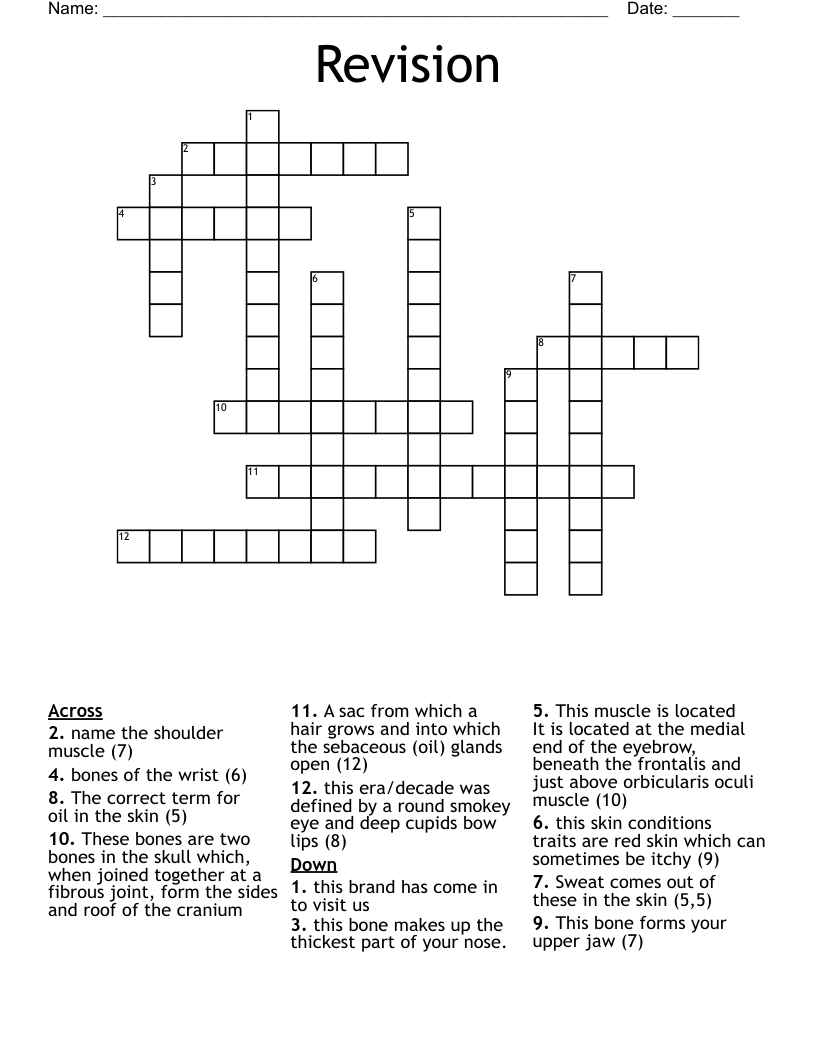 Revision Crossword