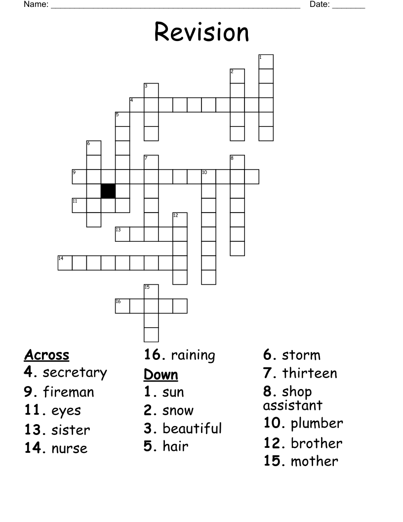 Revision Crossword