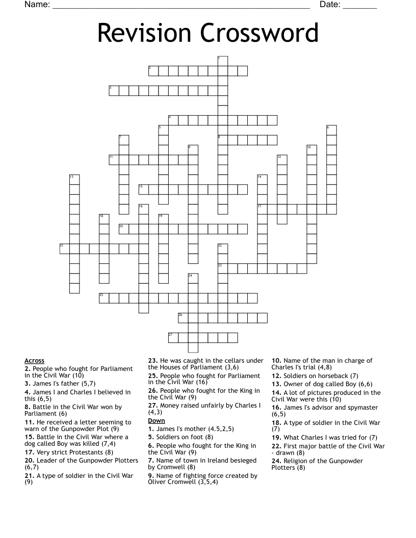 Revision Crossword