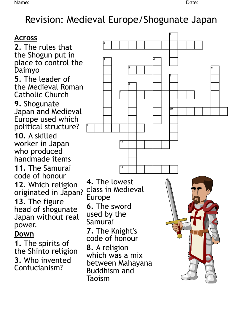 Revision: Medieval Europe/Shogunate Japan Crossword
