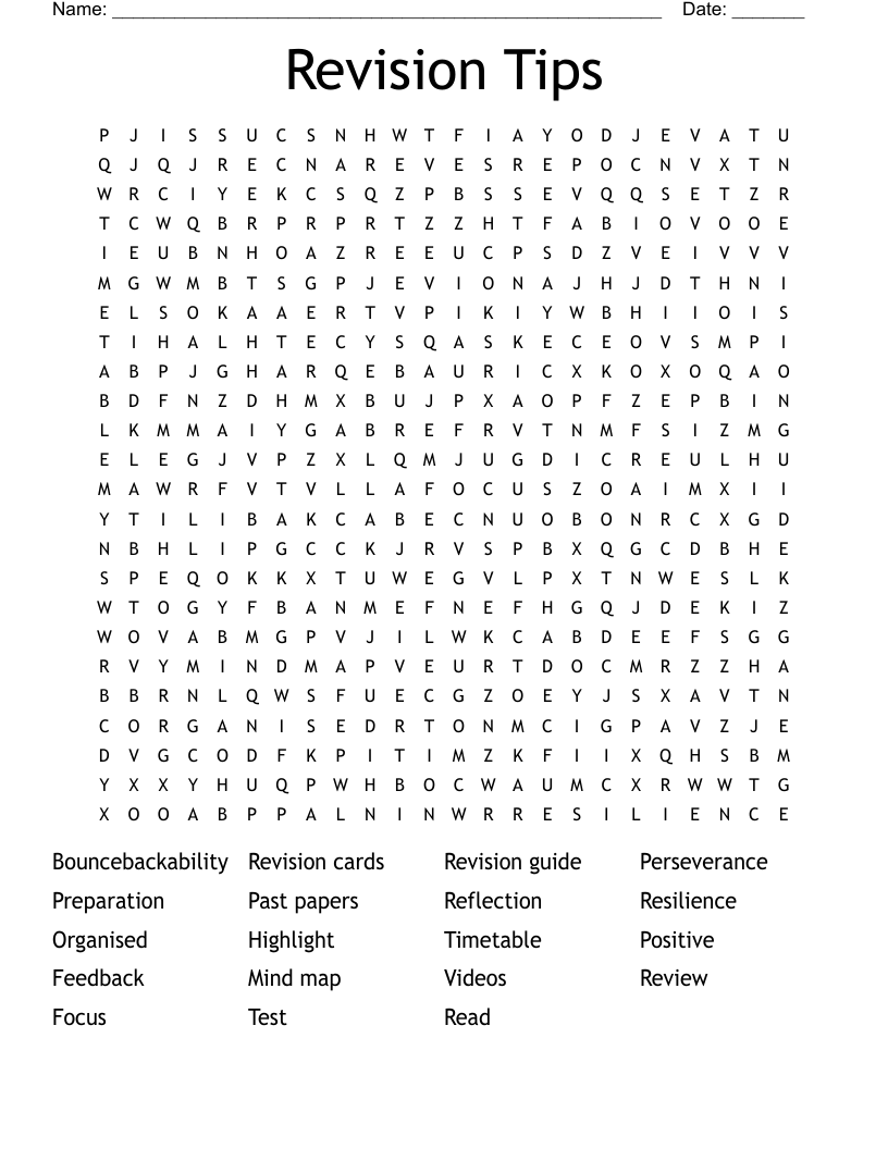Revision Tips Word Search