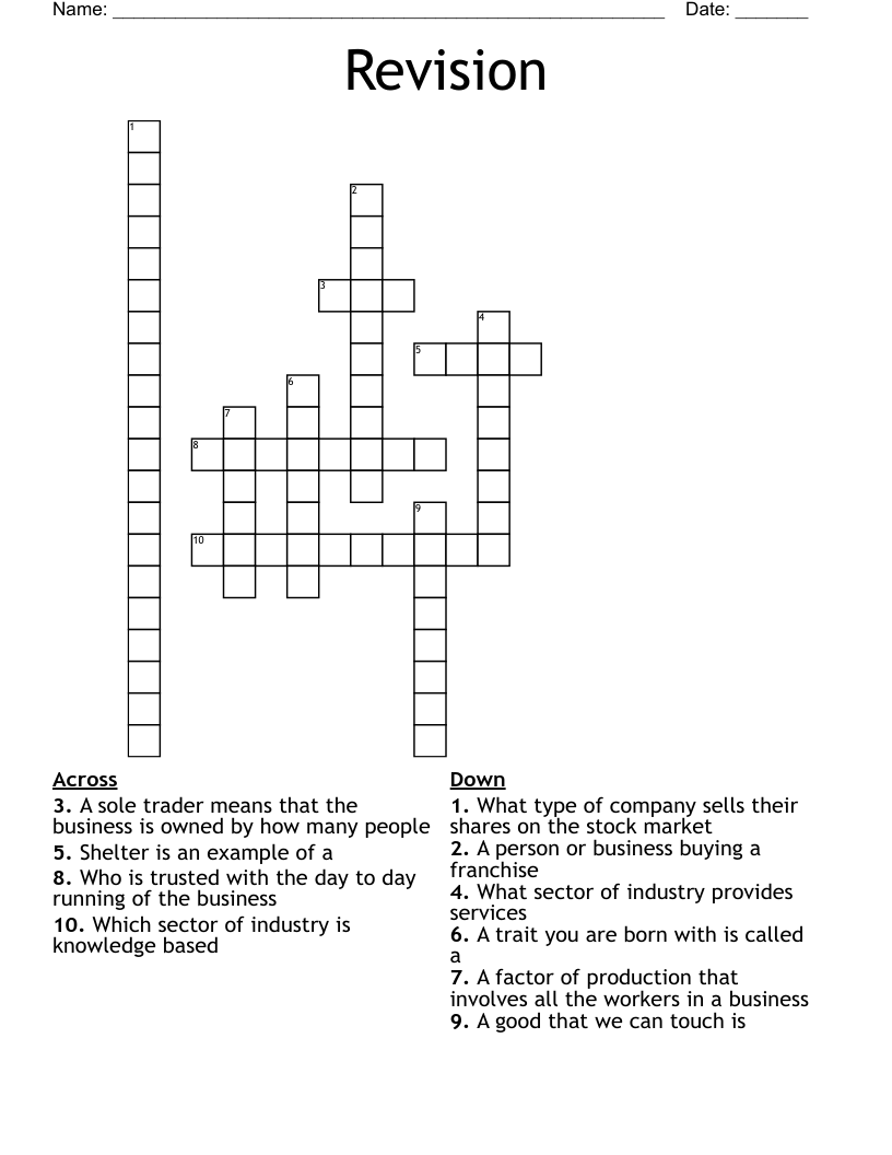 Revision  Crossword