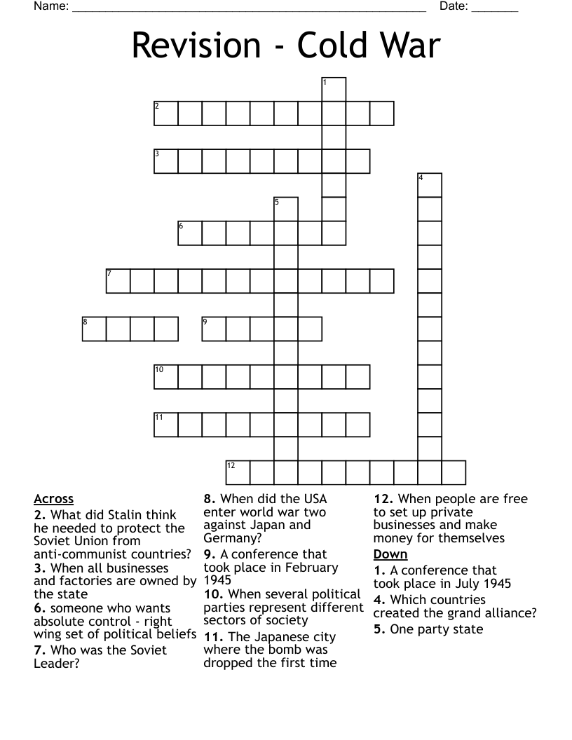 Revision - Cold War Crossword