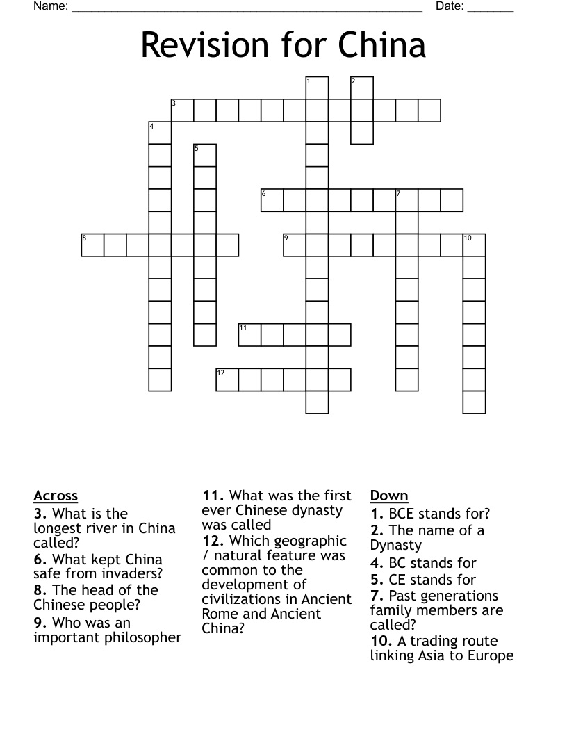Revision for China Crossword