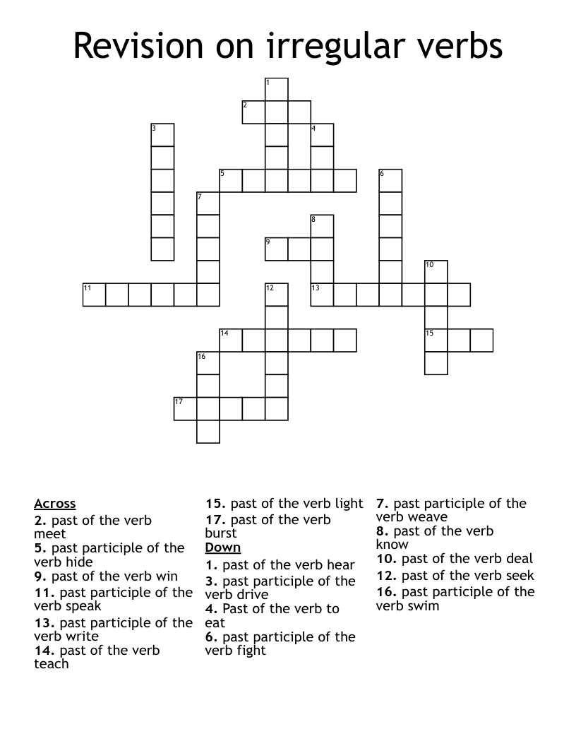 Revision on irregular verbs Crossword