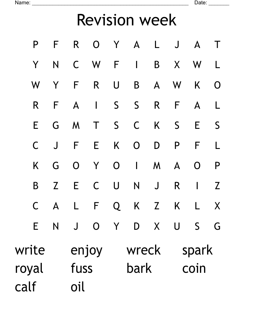Revision week Word Search