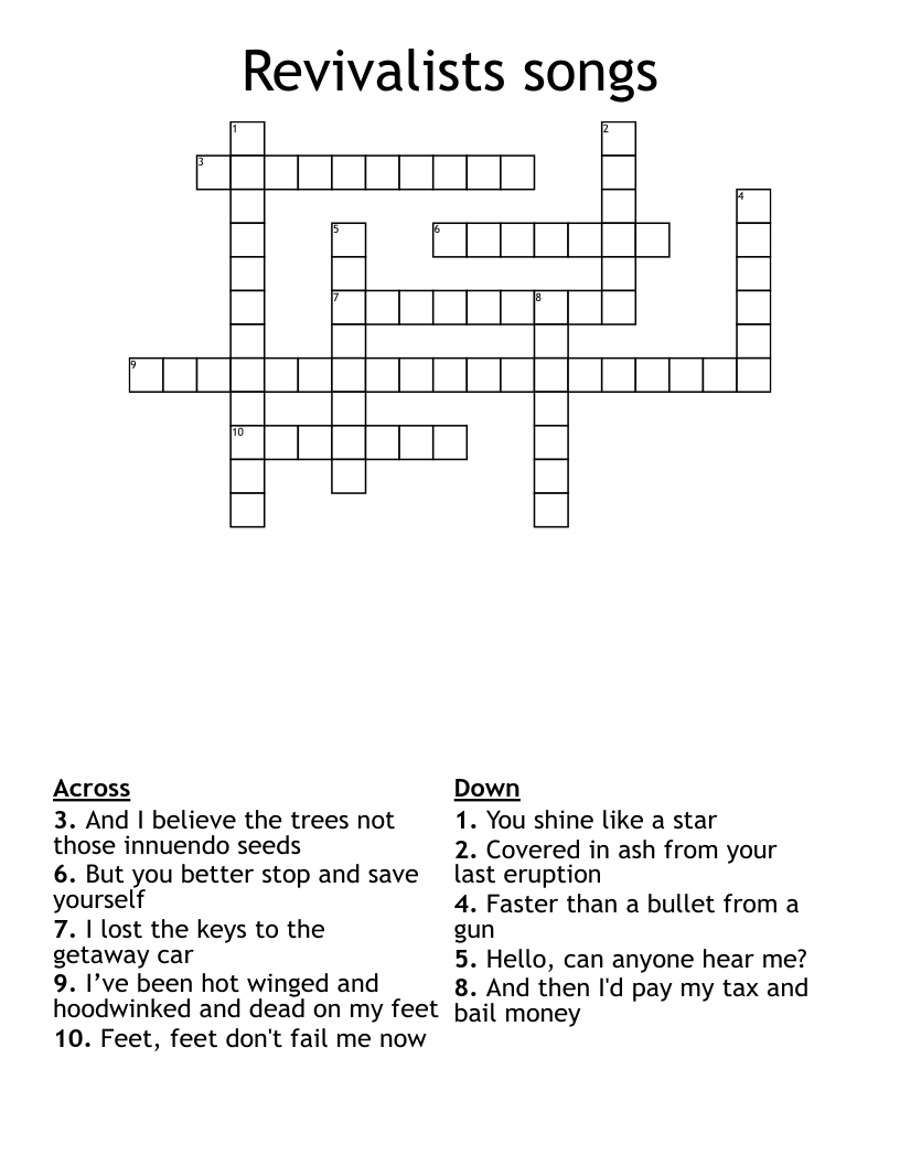 Revivalists songs Crossword