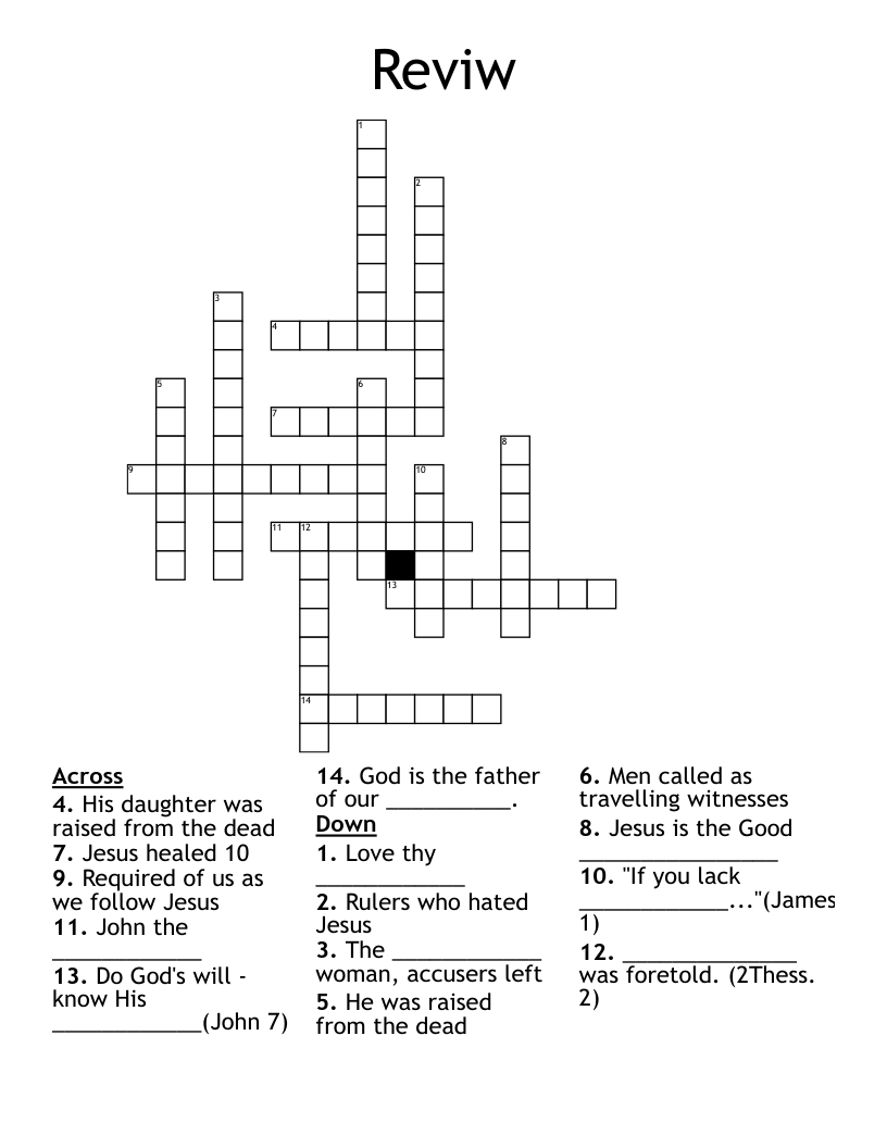 Reviw Crossword
