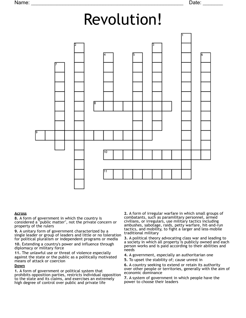 Revolution! Crossword