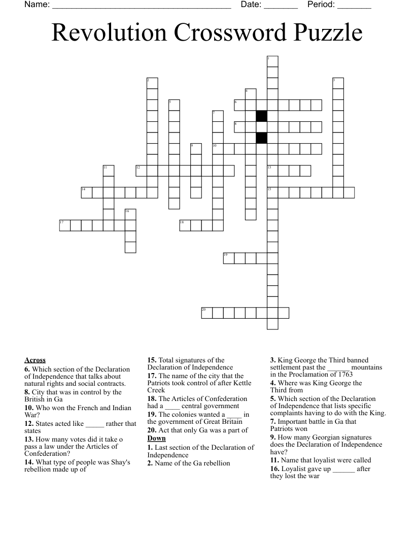 Revolution Crossword Puzzle