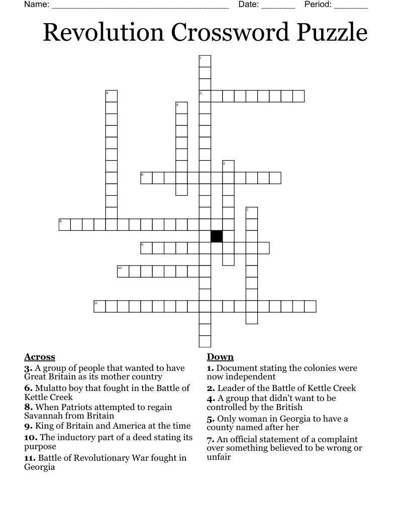 Revolution Crossword Puzzle
