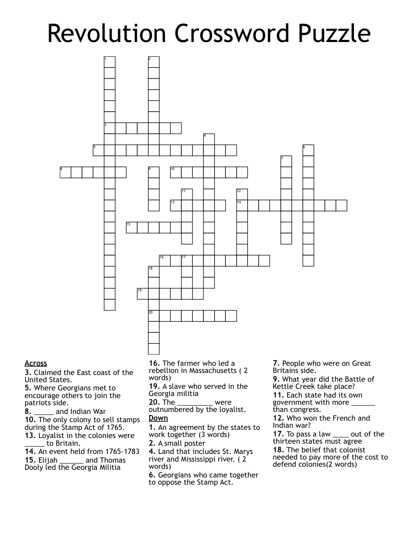 Revolution Crossword Puzzle 