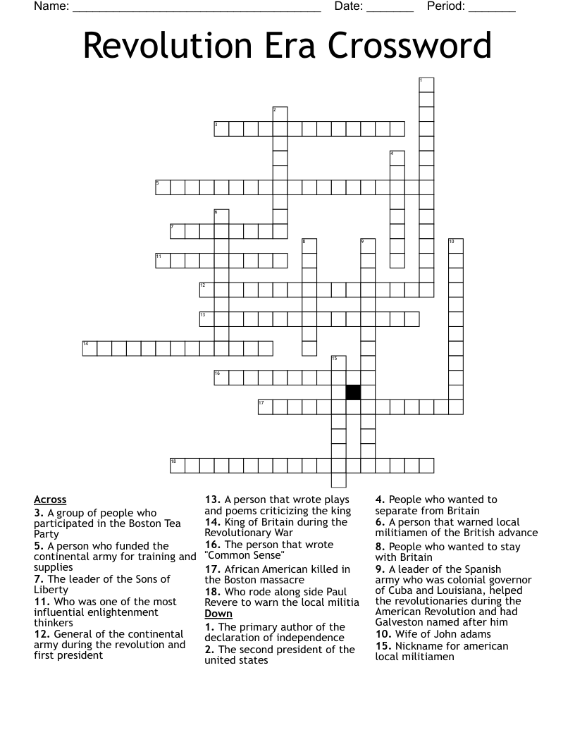 Revolution Era Crossword