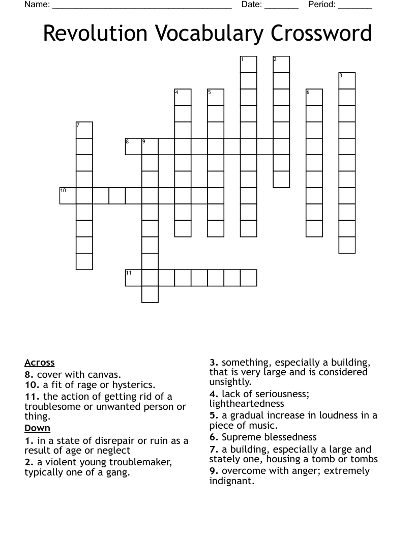 Revolution Vocabulary Crossword