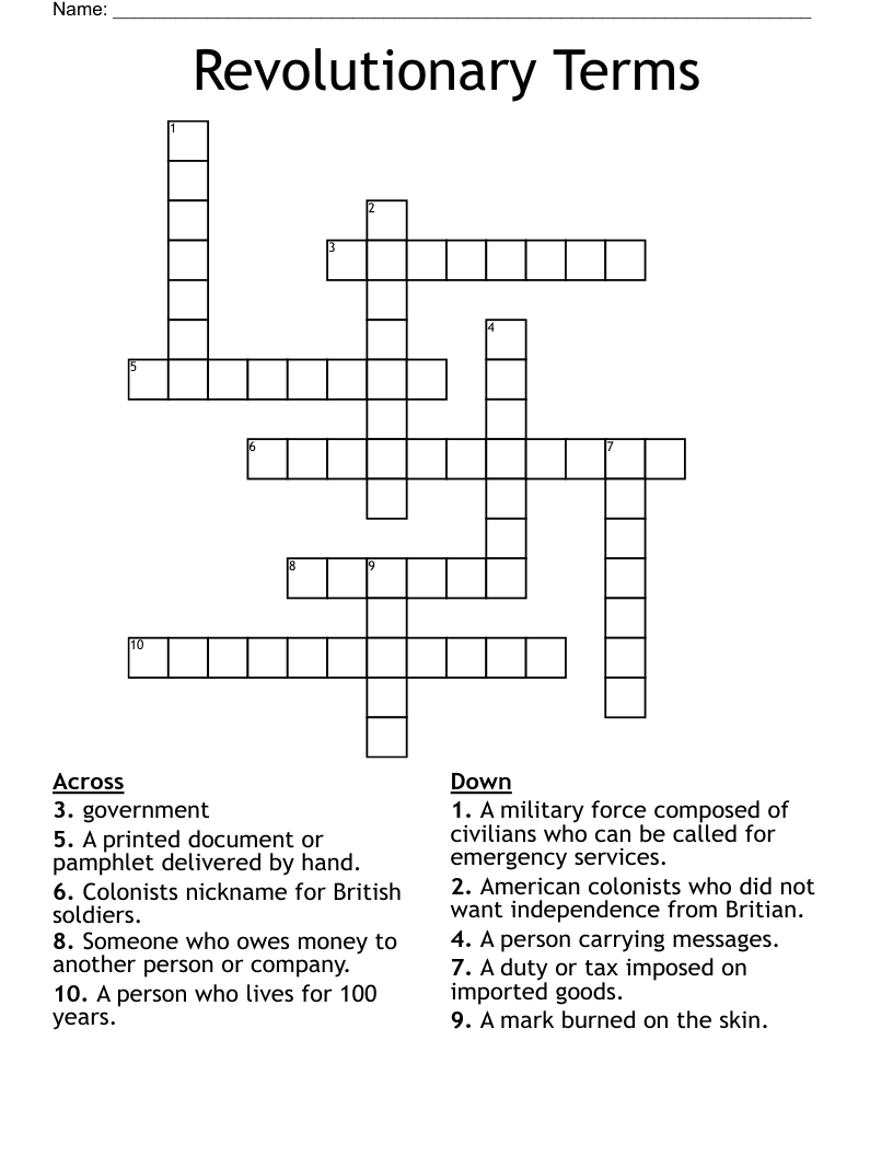 Revolutionary Terms Crossword