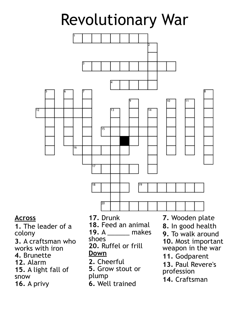 Revolutionary War Crossword