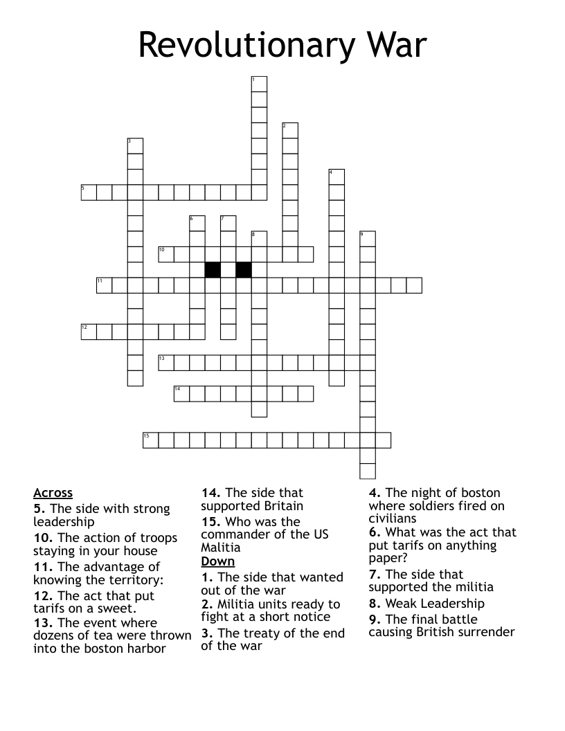 Revolutionary War Crossword