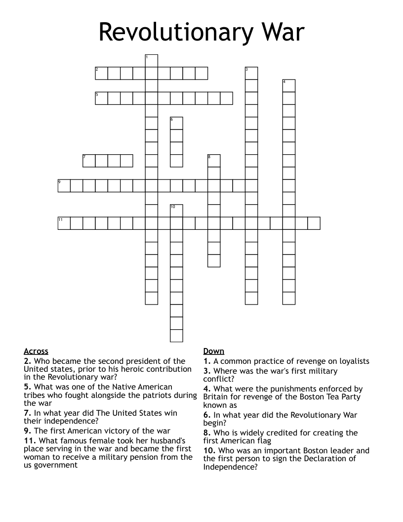 Revolutionary War Crossword