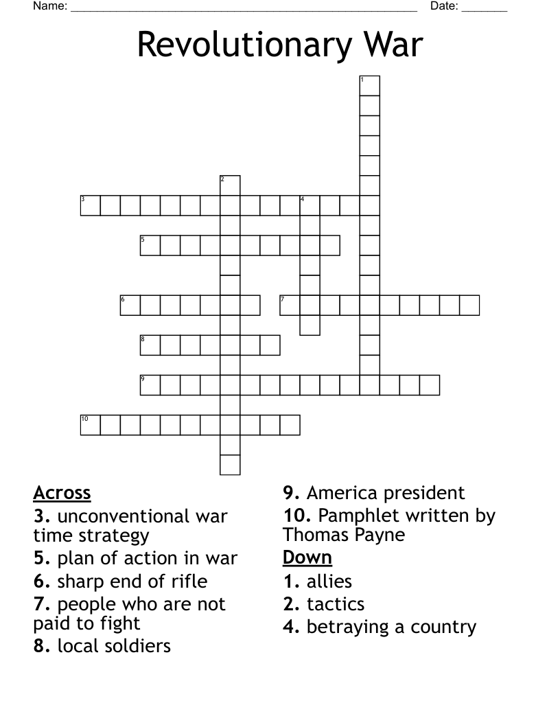 Revolutionary War Crossword