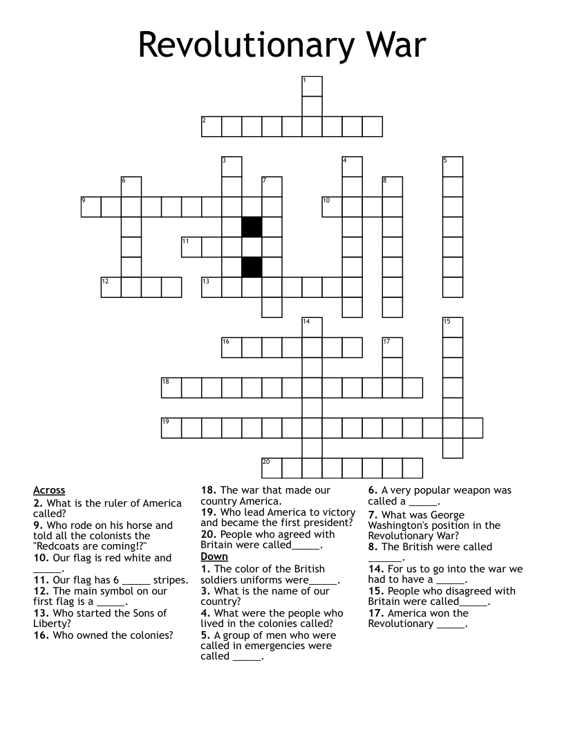 Revolutionary War Crossword