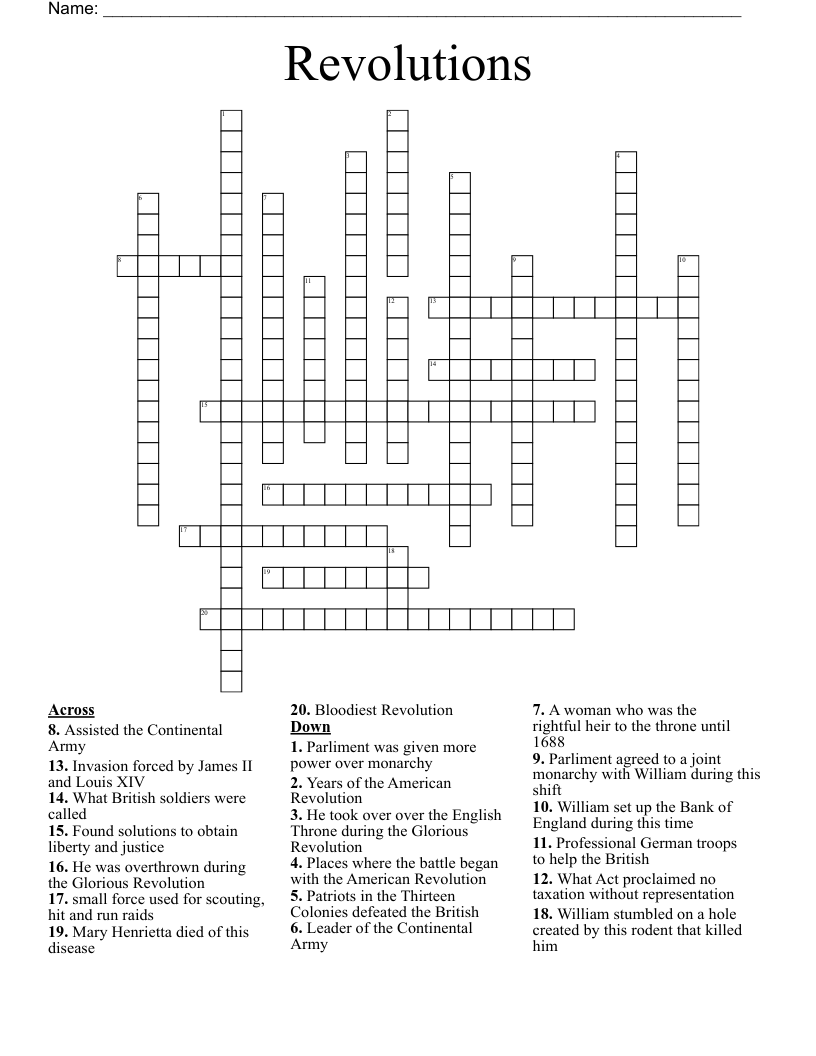 Revolutions Crossword