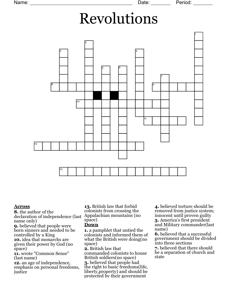 Revolutions Crossword