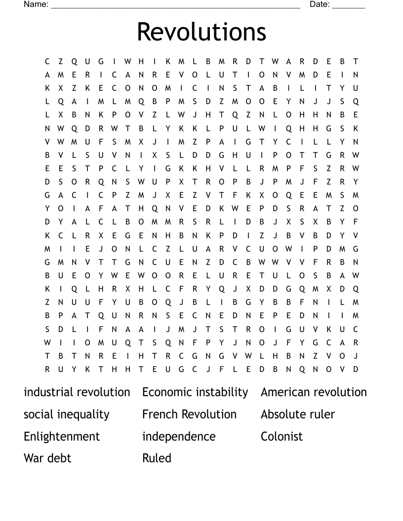 Revolutions  Word Search