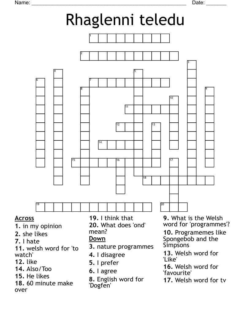 Rhaglenni teledu  Crossword