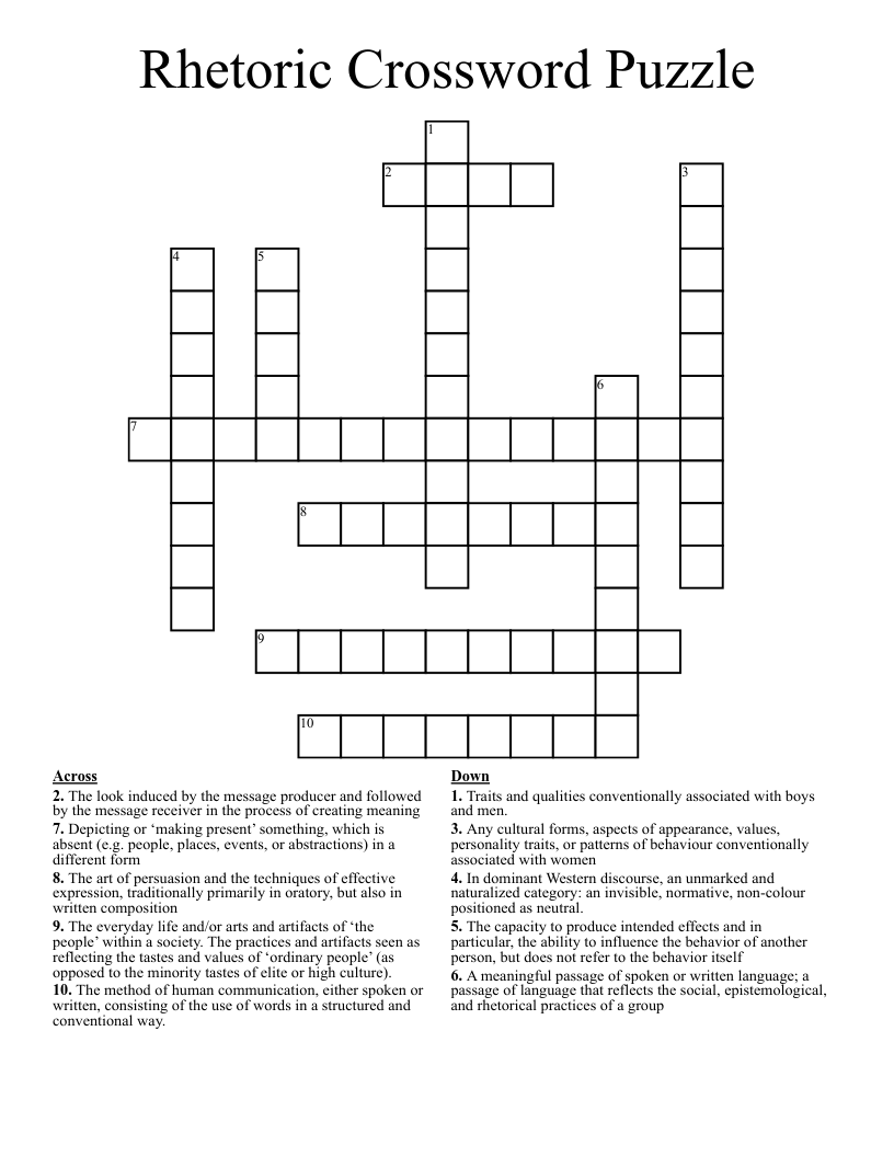 Rhetoric Crossword Puzzle