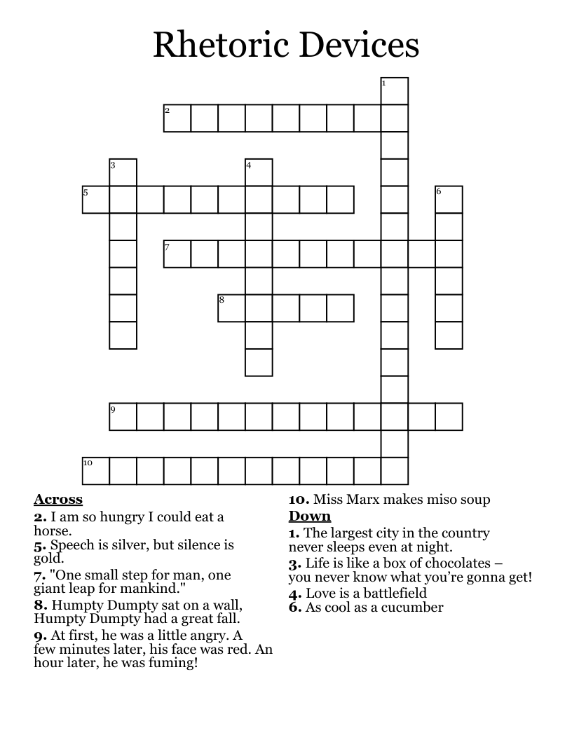 Rhetoric Devices Crossword
