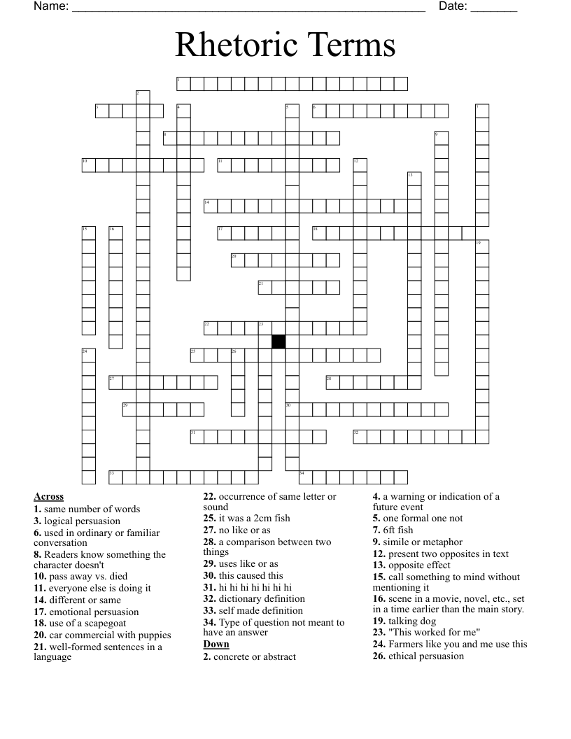 Rhetoric Terms Crossword
