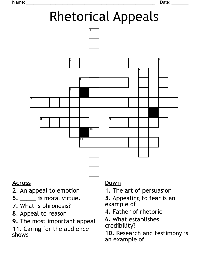 Rhetorical Appeals Crossword