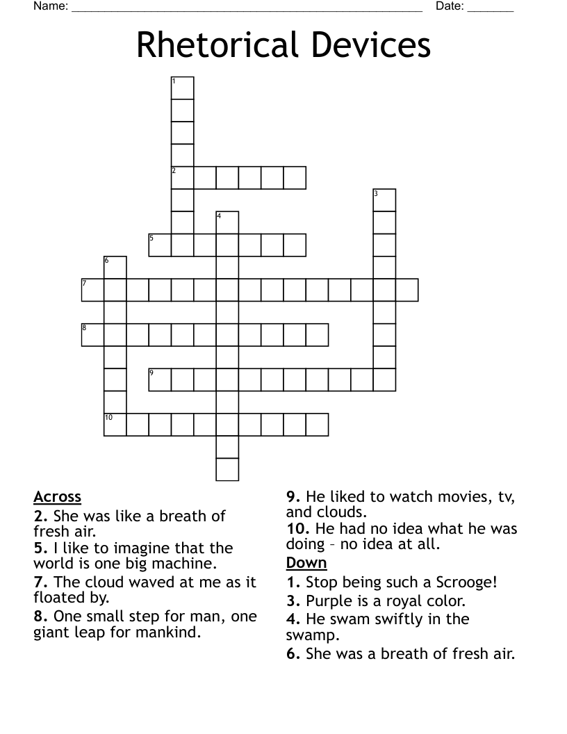 Rhetorical Devices Crossword