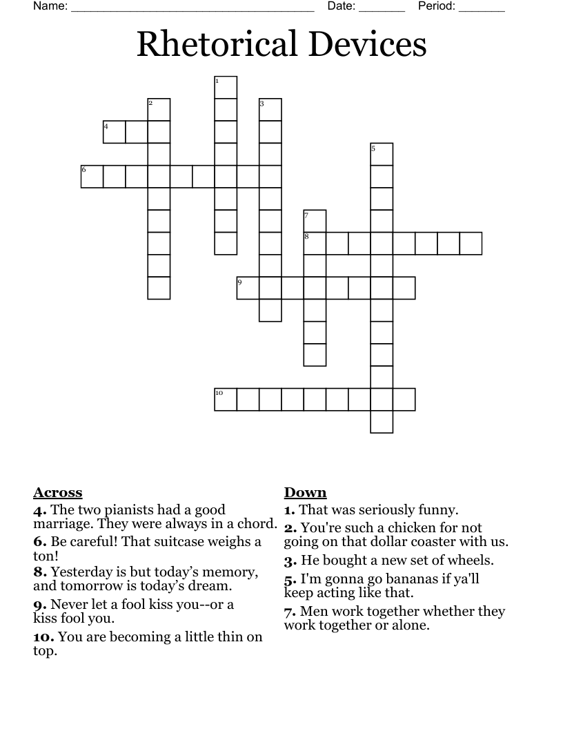 Rhetorical Devices Crossword