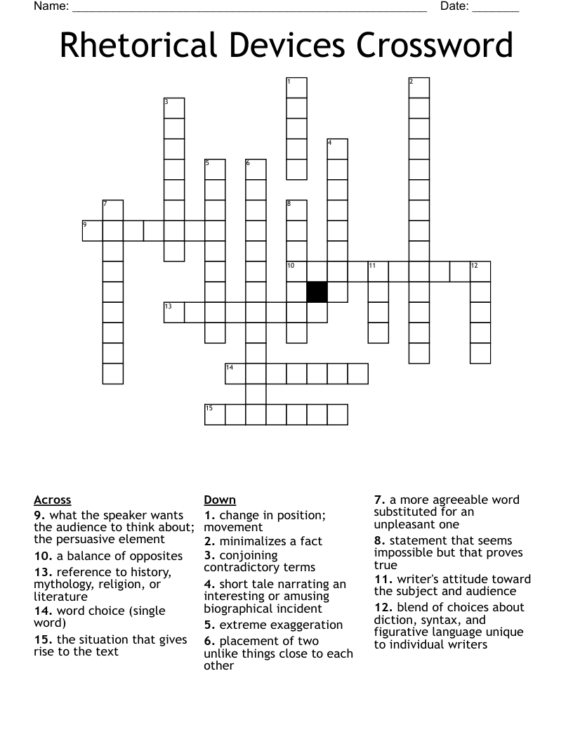 Rhetorical Devices Crossword