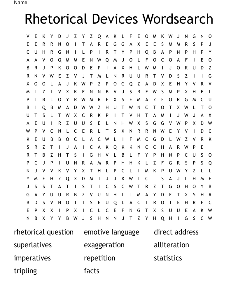 Rhetorical Devices Wordsearch