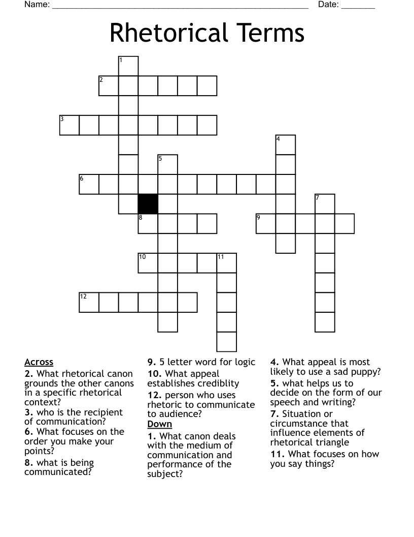 Rhetorical Terms Crossword