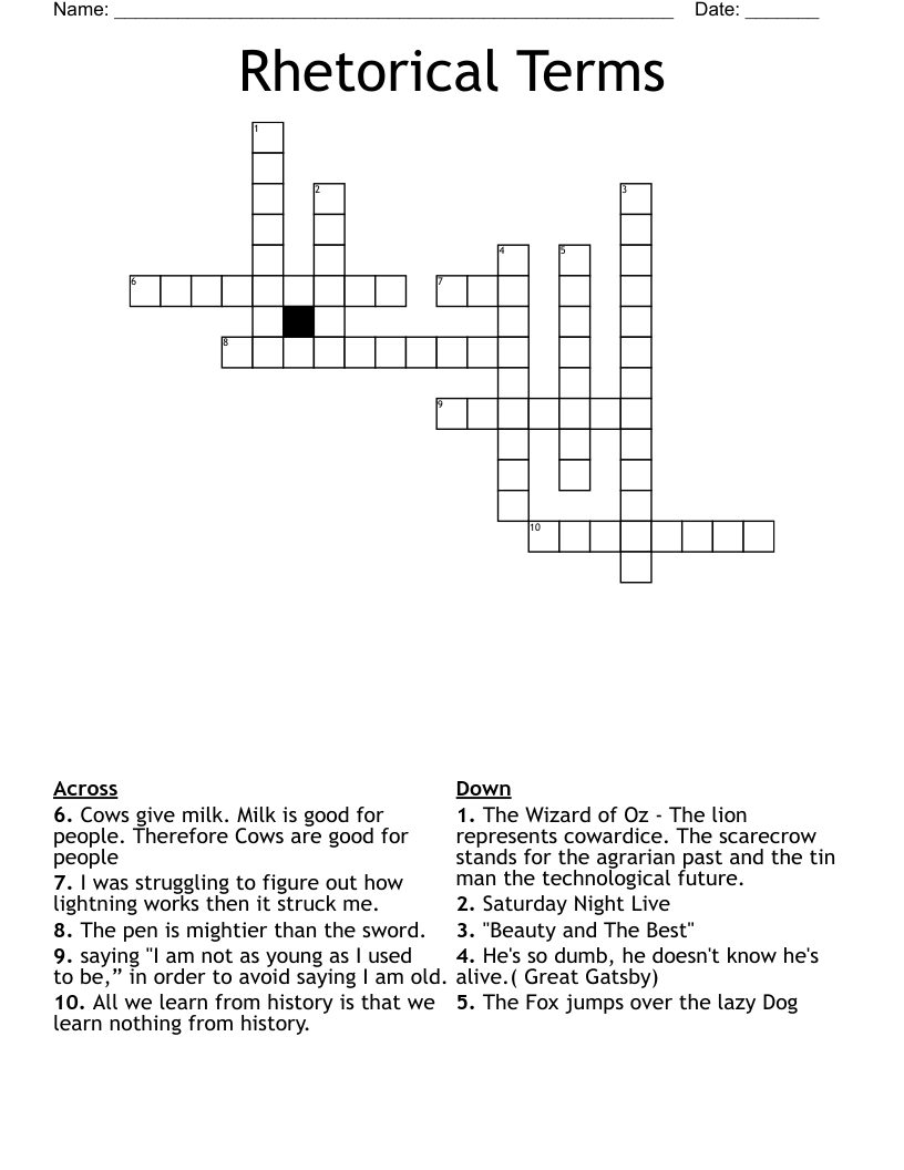 Rhetorical Terms Crossword