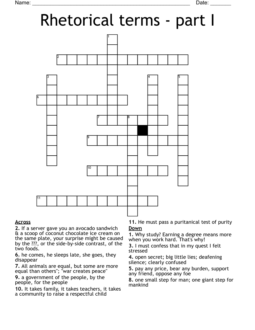Rhetorical terms - part I Crossword