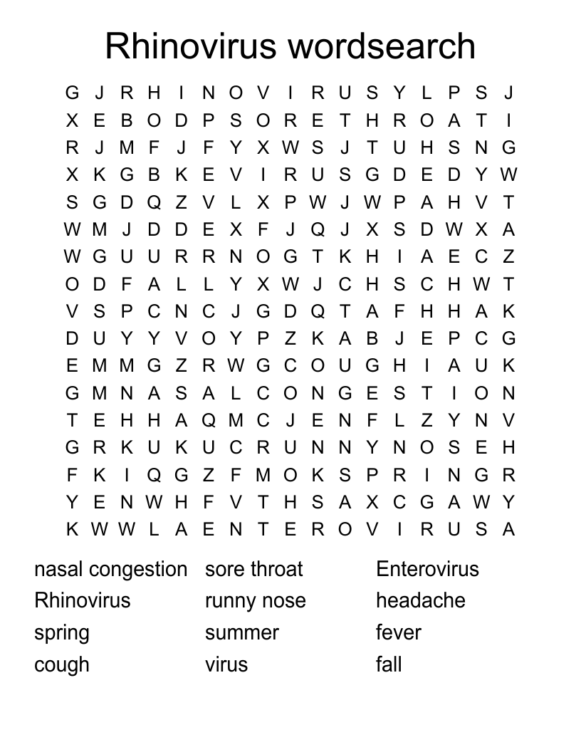 Rhinovirus wordsearch