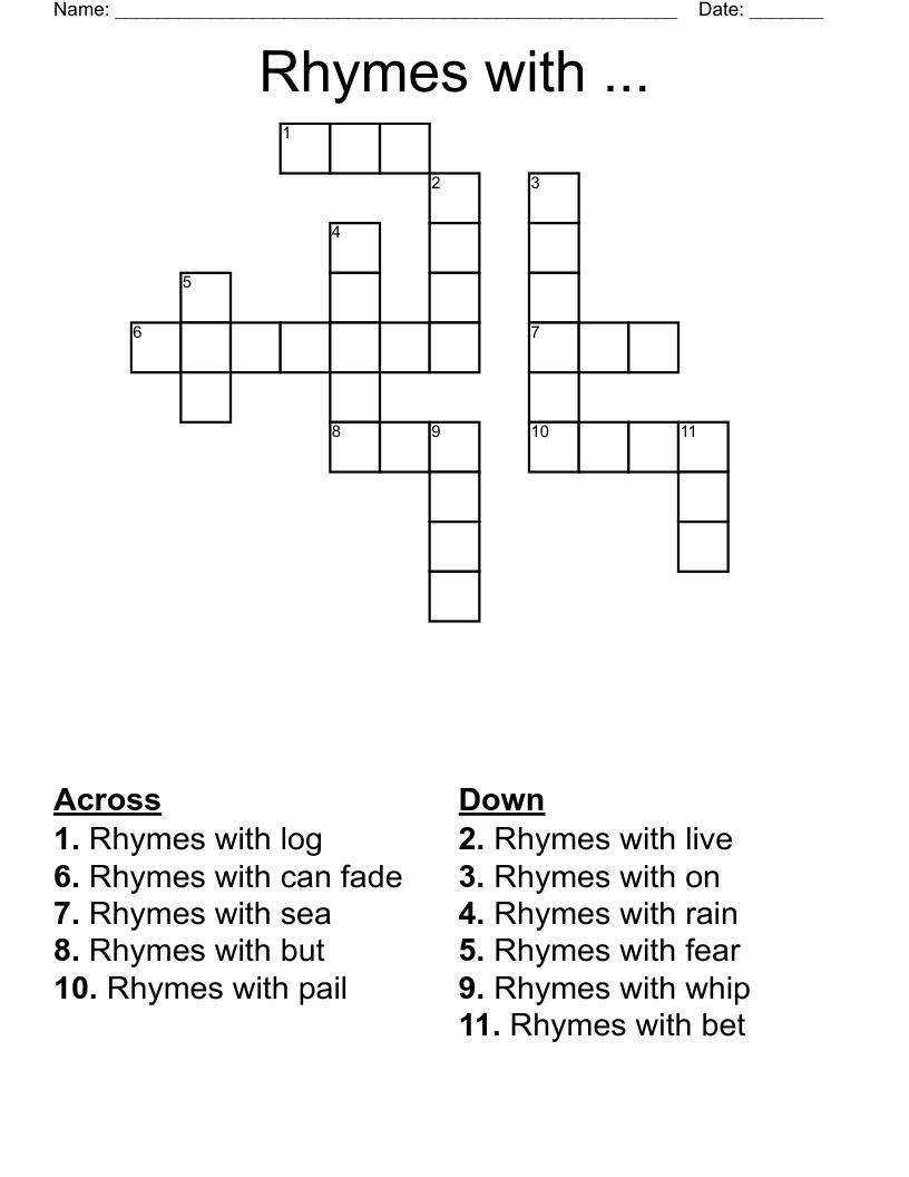 Rhymes with ... Crossword