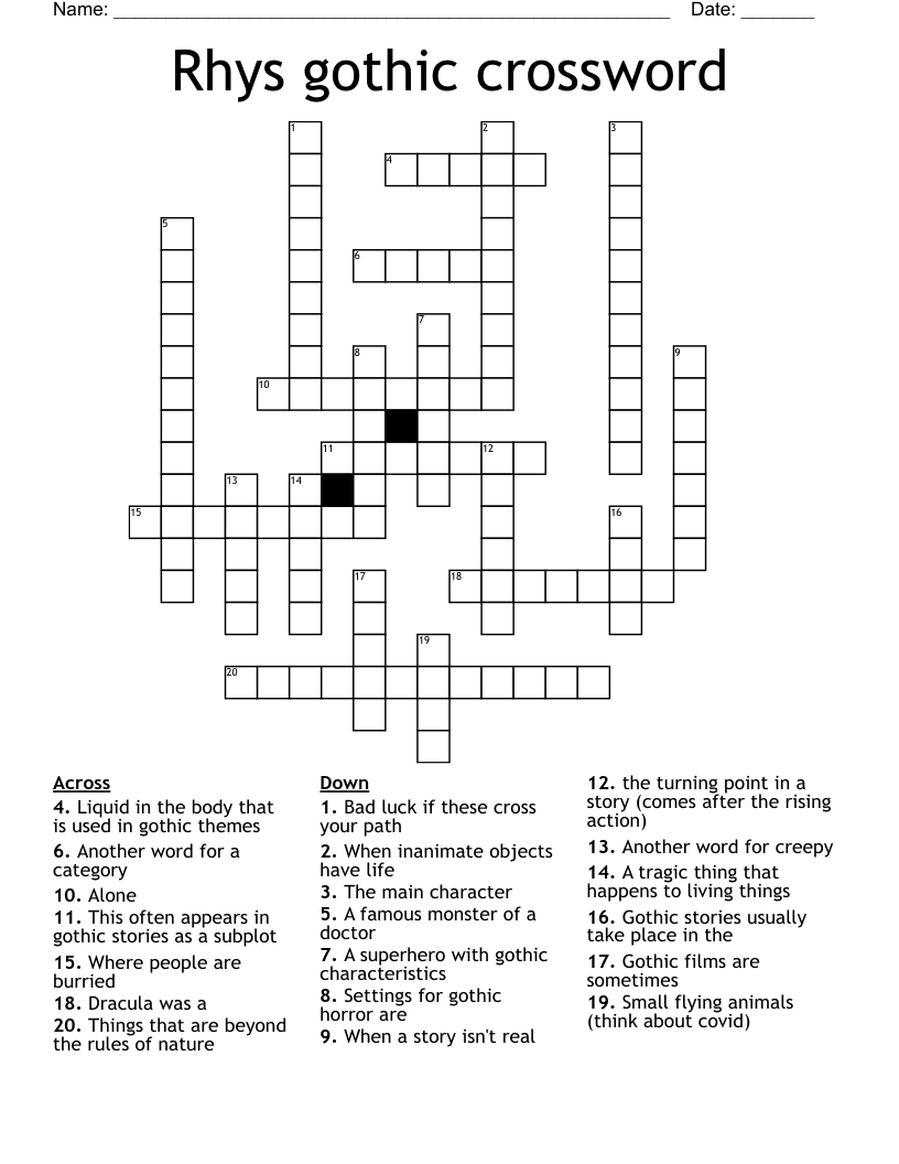 Rhys gothic crossword