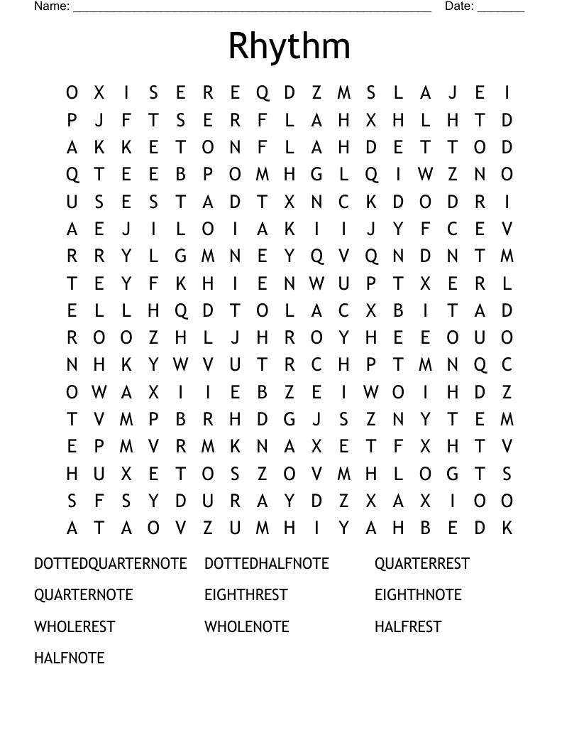 Rhythm Word Search