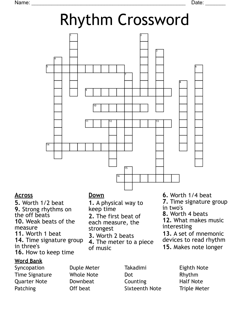 Rhythm Crossword
