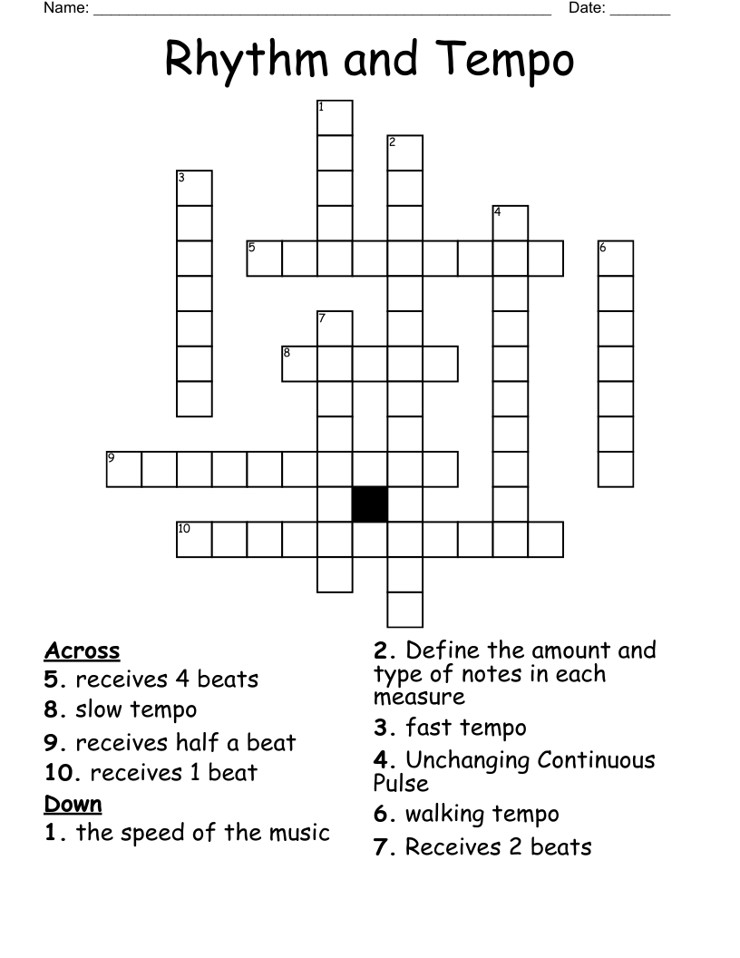 Rhythm and Tempo  Crossword
